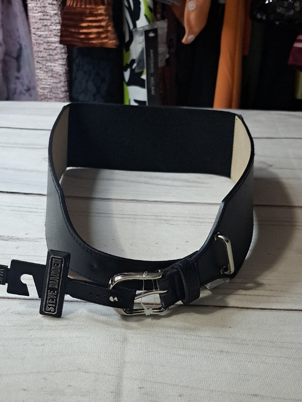 Steve Madden Black Wide Belt With Stretch Back Size S/M